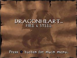 Title screen of DragonHeart: Fire & Steel on the Sony Playstation.