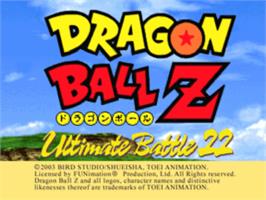 Title screen of Dragon Ball Z: Ultimate Battle 22 on the Sony Playstation.