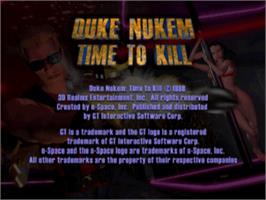 Title screen of Duke Nukem: Time to Kill on the Sony Playstation.