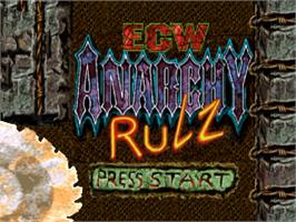 Title screen of ECW Anarchy Rulz on the Sony Playstation.