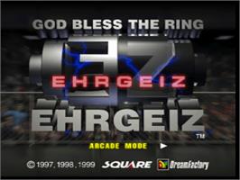 Title screen of Ehrgeiz: God Bless the Ring on the Sony Playstation.