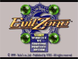 Title screen of Evil Zone on the Sony Playstation.