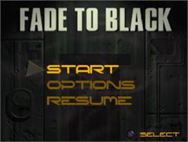 Title screen of Fade to Black on the Sony Playstation.