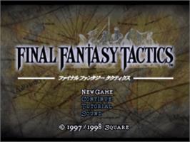 Title screen of Final Fantasy Tactics on the Sony Playstation.