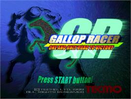 Title screen of Gallop Racer on the Sony Playstation.