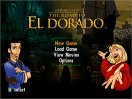 Title screen of Gold and Glory: The Road to El Dorado on the Sony Playstation.