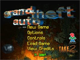 Title screen of Grand Theft Auto on the Sony Playstation.