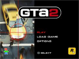 Title screen of Grand Theft Auto 2 on the Sony Playstation.