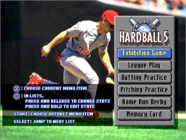 Title screen of Hardball 5 on the Sony Playstation.