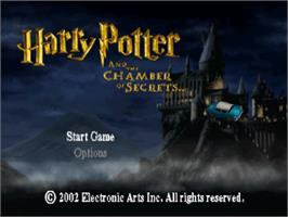 Title screen of Harry Potter and the Chamber of Secrets on the Sony Playstation.