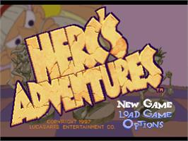 Title screen of Herc's Adventures on the Sony Playstation.
