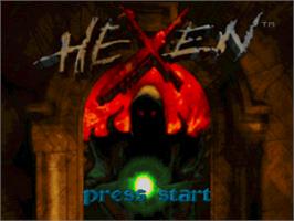 Title screen of Hexen: Beyond Heretic on the Sony Playstation.