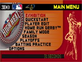 Title screen of High Heat Major League Baseball 2002 on the Sony Playstation.