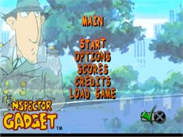 Title screen of Inspector Gadget: Gadget's Crazy Maze on the Sony Playstation.