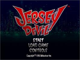 Title screen of Jersey Devil on the Sony Playstation.