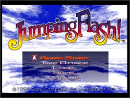 Title screen of Jumping Flash! on the Sony Playstation.