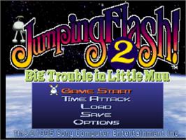 Title screen of Jumping Flash! 2 on the Sony Playstation.