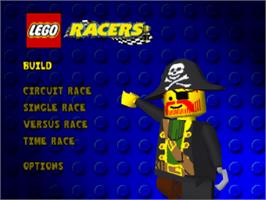 Title screen of LEGO Racers on the Sony Playstation.