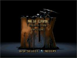 Title screen of MDK on the Sony Playstation.
