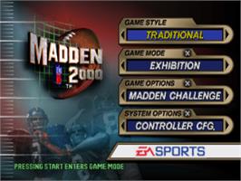 Title screen of Madden NFL 2000 on the Sony Playstation.