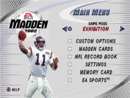 Title screen of Madden NFL 2002 on the Sony Playstation.