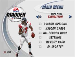 Title screen of Madden NFL 2004 on the Sony Playstation.