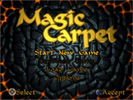 Title screen of Magic Carpet on the Sony Playstation.