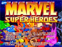 Title screen of Marvel Super Heroes on the Sony Playstation.