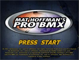 Title screen of Mat Hoffman's Pro BMX on the Sony Playstation.