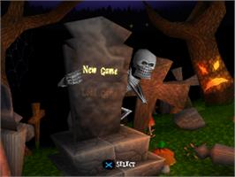 Title screen of MediEvil on the Sony Playstation.