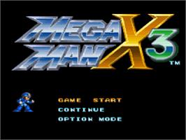 Title screen of Mega Man X3 on the Sony Playstation.