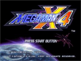 Title screen of Mega Man X4 on the Sony Playstation.