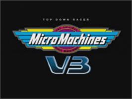 Title screen of Micro Machines V3 on the Sony Playstation.