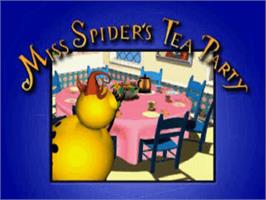 Title screen of Miss Spider's Tea Party on the Sony Playstation.
