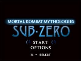 Title screen of Mortal Kombat Mythologies: Sub-Zero on the Sony Playstation.