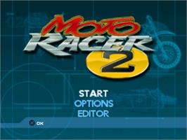 Title screen of Moto Racer 2 on the Sony Playstation.