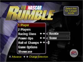 Title screen of NASCAR Rumble on the Sony Playstation.