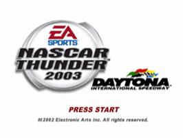 Title screen of NASCAR Thunder 2003 on the Sony Playstation.
