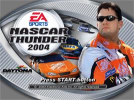 Title screen of NASCAR Thunder 2004 on the Sony Playstation.