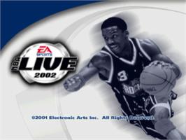 Title screen of NBA Live 2002 on the Sony Playstation.