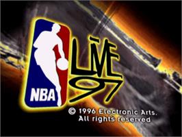 Title screen of NBA Live 97 on the Sony Playstation.