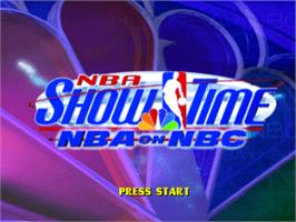 Title screen of NBA Showtime: NBA on NBC on the Sony Playstation.