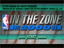 Title screen of NBA in the Zone 2000 on the Sony Playstation.