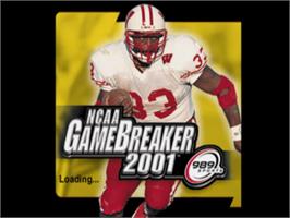 Title screen of NCAA GameBreaker 2001 on the Sony Playstation.