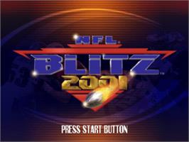 Title screen of NFL Blitz 2001 on the Sony Playstation.