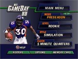 Title screen of NFL GameDay '99 on the Sony Playstation.