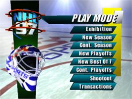 Title screen of NHL 97 on the Sony Playstation.