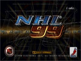 Title screen of NHL 99 on the Sony Playstation.
