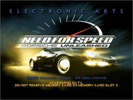 Title screen of Need for Speed: Porsche Unleashed on the Sony Playstation.