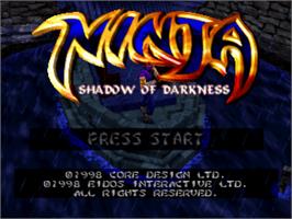 Title screen of Ninja: Shadow of Darkness on the Sony Playstation.